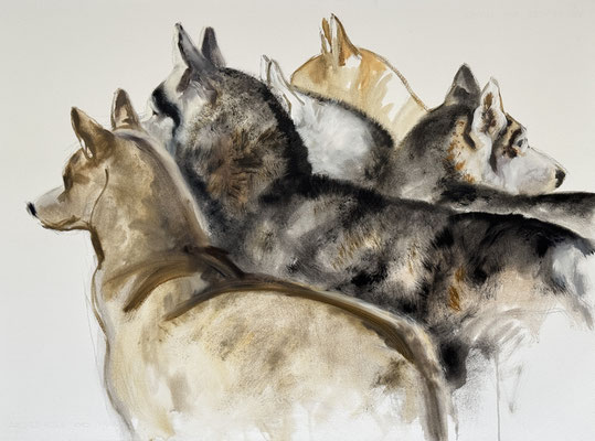 Visitors, oil on paper 56x76cm © Philine van der Vegte