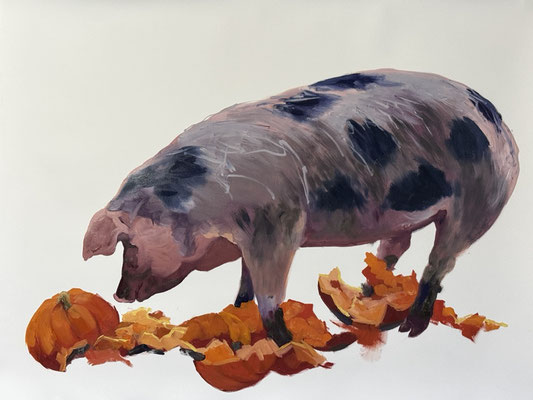 Pumpkin feast, oil on paper 100x130cm © Philine van der Vegte