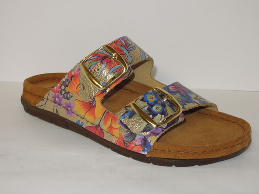 Cuir platine/fleurs - 36/42 - 70€