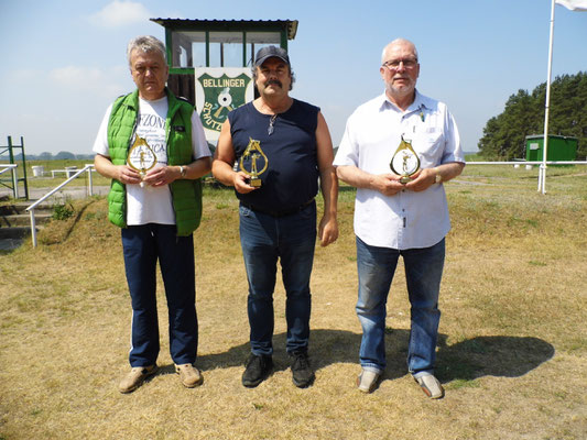 Hier sehen Sie von links nach rechts: Rainer Klockow 2.Platz, Frank Hügelow 1.Platz und Frank Hoellge 3.Platz