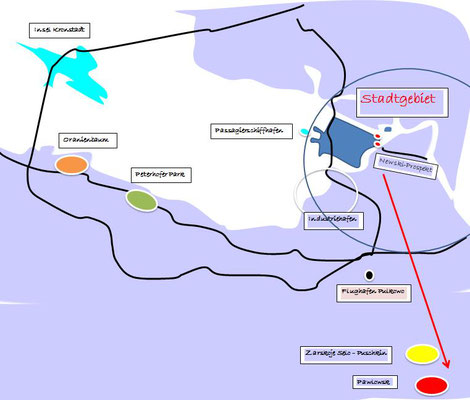 Schema mit Pawlowsk und den anderen Zarenresidenzen