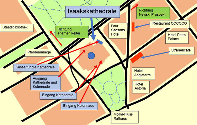 Karte Isaakskathedrale und Umgebung