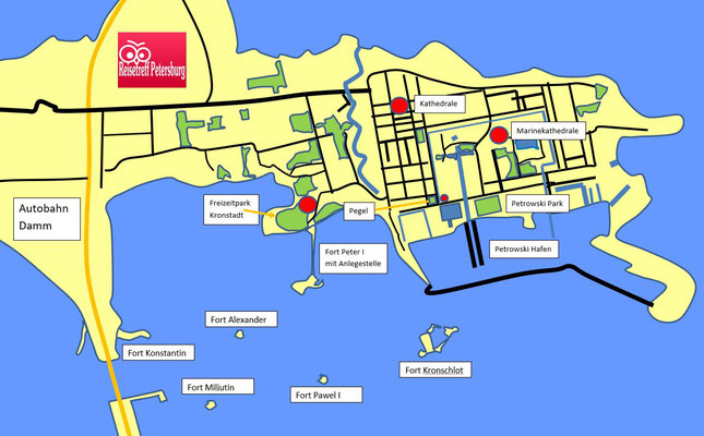 Schema Kronstadt mit Sehenswürdigkeiten
