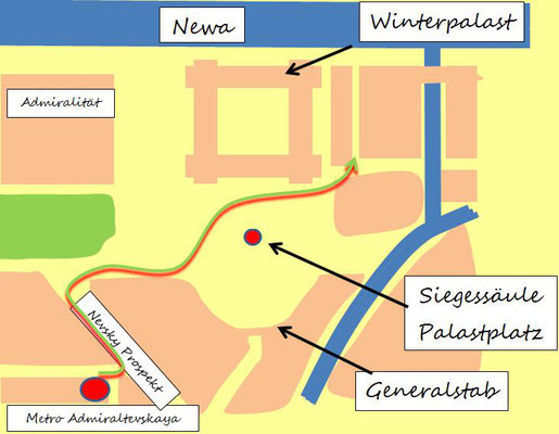 Schema mit dem Eingang für das Onlineticket