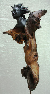 Figur Keramik-Holz, Raku, verkauft