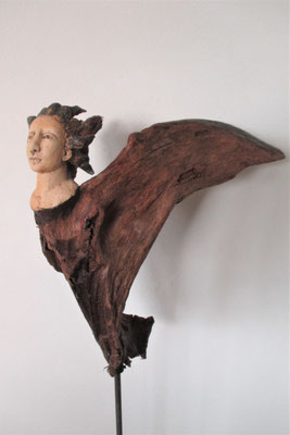 Engel, Keramik-Holz, ca. 65 cm