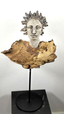 Tree-People, Keramik-Holz, ca. 30 cm