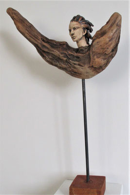 Engel, Keramik-Holz, ca. 40 cm