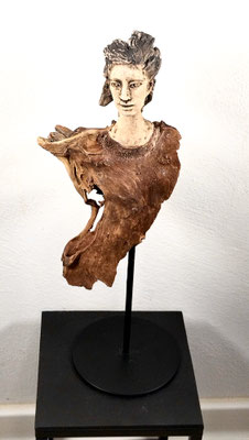 Tree-People, Keramik-Holz, ca. 20 cm