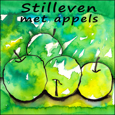 Stilleven met appels - € 42,50 p.p. Maak een professioneel uitziend appel-kunstwerk met ecoline en inkt.