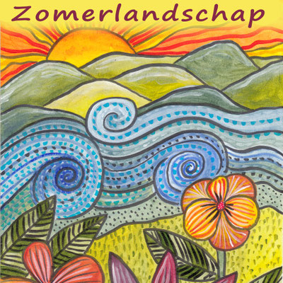 Zomerlandschap - € 57,50 p.p. Bloemen, landschap, zee, bergen, zon... Een mooie opbouw tot een zomers landschap met acrylverf op doek.