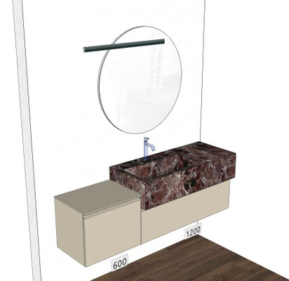 Mobile Sistema Maniglia Cm.180x51 H.48 con specchio Comby