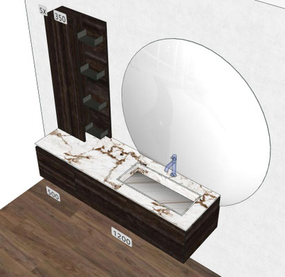 Mobile Alto Cm.170x51 con grande specchio Step