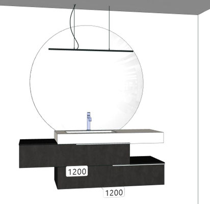 Mobile Sistema Maniglia sfalzato Cm.160x51 H.60 con grande specchio Sunset