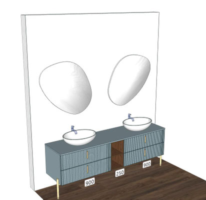 Mobile Vertigo Cm.205x51 H.48 doppio lavabo e doppio specchio Stone