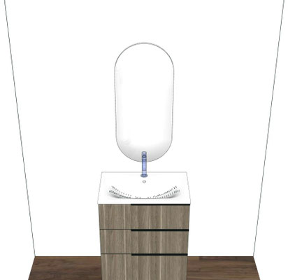 Mobile Sistema maniglia a terra Cm.70x46 con specchio Egg