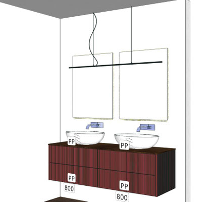 Mobile Vertigo Cm.160x51 H.48 doppio lavabo e doppio specchio Lux 4