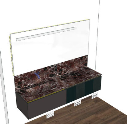 Mobile Alto Cm.190x51 H.36 con specchio Light led