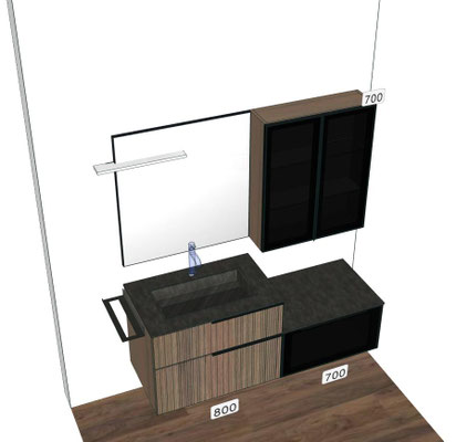 Mobile Vertigo Cm.150x51 H.60-36 e pensile con specchio Basic