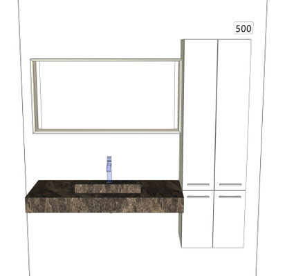 Mobile Sistema maniglia con consolle gres Cm.120x51 e colonna Cm.50x35 H.165 con specchio Beam