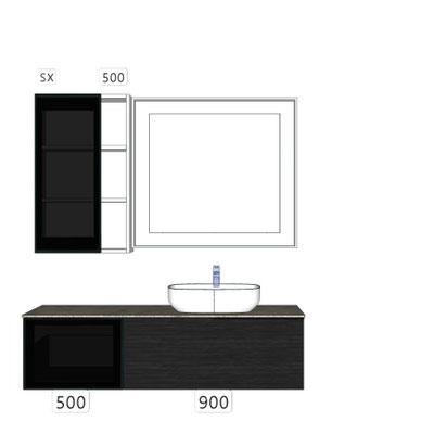 Mobile Sistema Maniglia Cm.140x51 H.36 e pensile con specchio Ratio