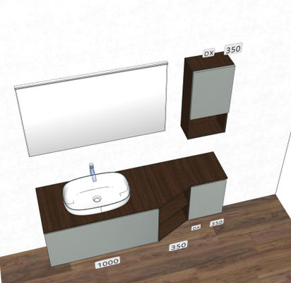 Mobile Sistema Gola Cm.170x51-35 H.48 con specchio Basic