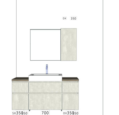 Mobile Sistema Gola Cm.140x51 H.60 e pensile Cm.35x21 H.72 e specchio Basic