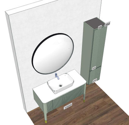 Mobile Art Cm.100x51 con colonna Cm.35x35 H.165 e specchio Saturn