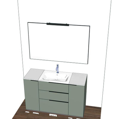 Mobile Sistema Maniglia a terra Cm.140x46 con specchio Basic