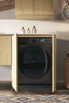 Composizione Mobili Lavanderia Area51-02 con lavatoio, moduli lavatrice ed  asciugatrice e colonna - Olmo Rosseau
