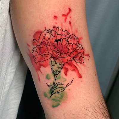clavel watercolor tattoo