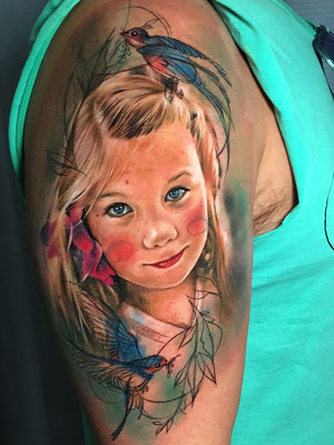 retrato niña tattoo