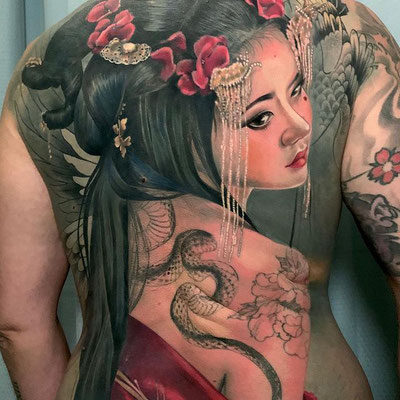 geisha color tattoo