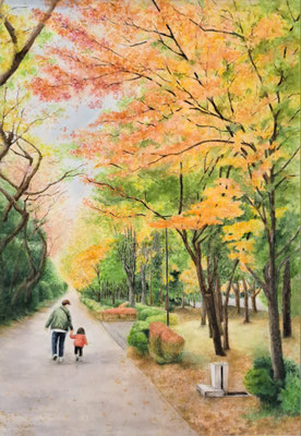 C31　塩谷 幸子　おててつないで　水彩　36×51