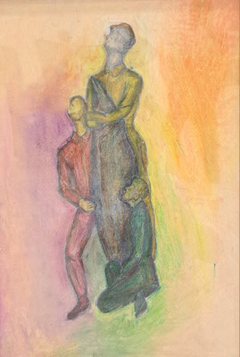 C25　神島 祐紀子　航空整備兵の像　クレヨン他　34×46