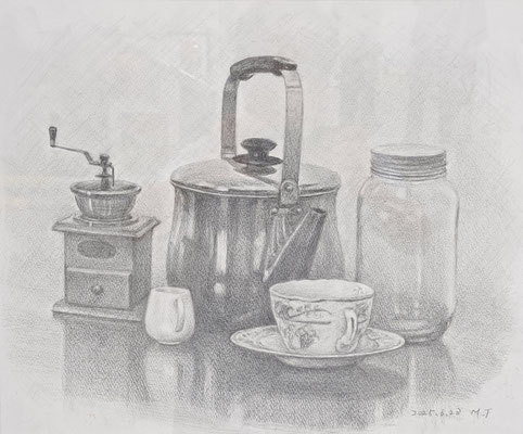 C48　竹花 美智子　静物　鉛筆画　F8