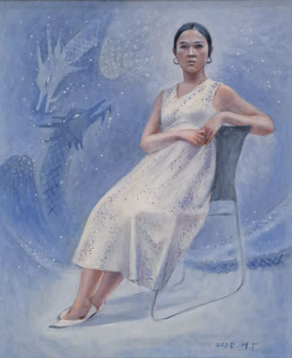 C46　竹花 美智子　ポーズする人　油彩　F30