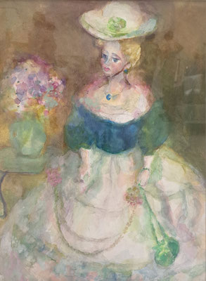 C42　関澤 豊子　貴婦人　水彩　F6