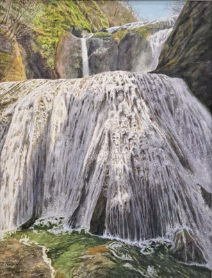 C56　平石 達也　袋田の滝　水彩　F6