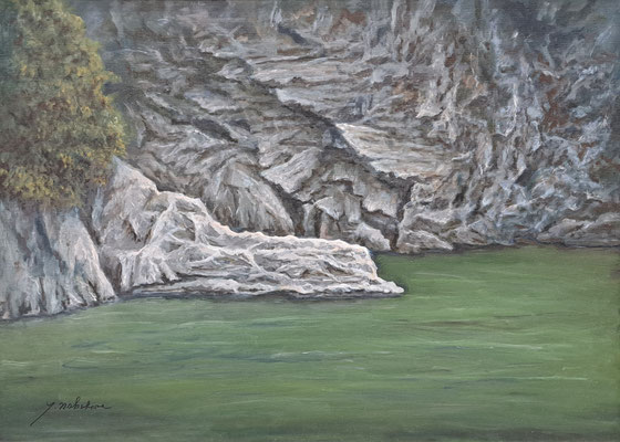 C51　中原 有三　静寂の長瀞(ながとろ)　油彩　P30