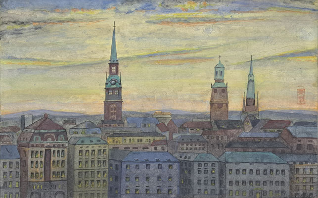 C53　東山 昌夫　簿暮のガルムスタン　日本画　M10