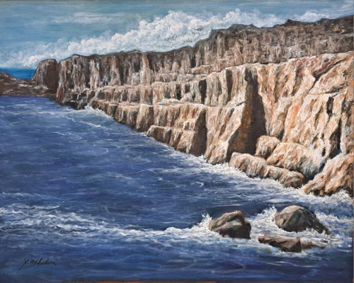 C52　中原 有三　夏の三段壁　油彩　F30