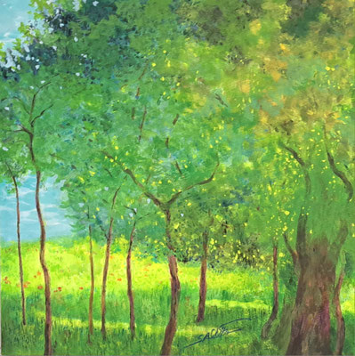 C35　塩谷 幸子　散策日和　アクリル　30×30