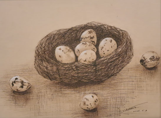 C34　塩谷 幸子　おしゃれっ子集れ　ペン画　F4