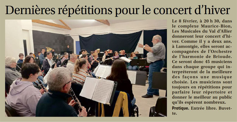 Concert d'hiver 2025 : La Montagne du mercredi 5 février 2025.