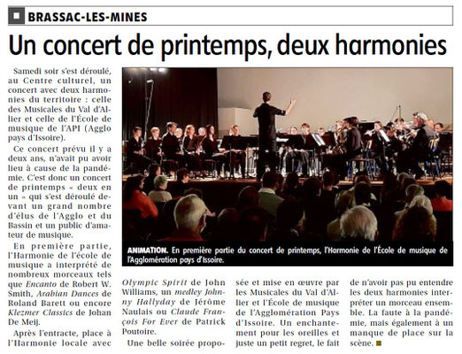 Concert de printemps 2022, La Montagne Issoire-Brioude du vendredi 18 mars 2022.