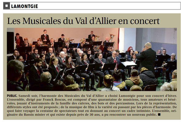 Concert d'hiver 2024 : La Montagne Issoire du jeudi 15 février 2024.