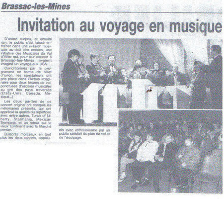 Concert du 20 janvier 2000. Article de La Montagne.