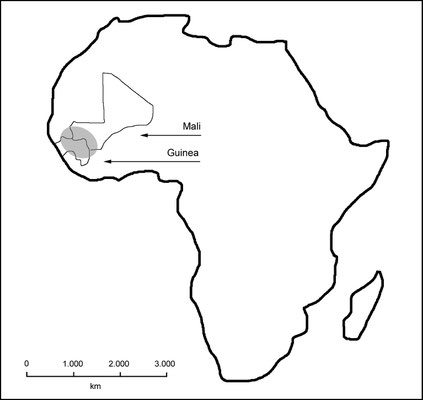 Core area of jembe music traditions in Guinea and Mali (Map: RP)