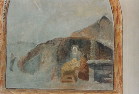 Un tableau religieux à l'intérieur de la chapelle.